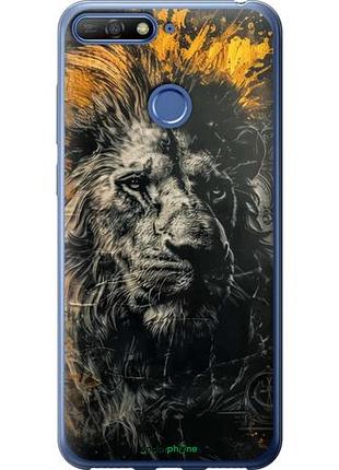 Чехол на huawei honor 7c лев в золотых красках "6155u-1411-10746"