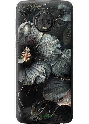 Чехол на motorola moto g6 черные цветы "6031u-982-10746"