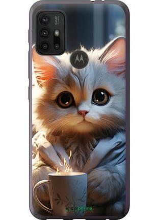Чехол на motorola moto g10 white cat "5646u-2319-10746"