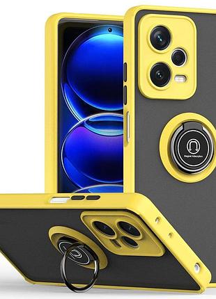 Чохол fiji colorframe для xiaomi poco x5 5g матовий бампер з кільцем підставкою yellow
