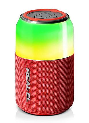 Колонка real-el x-705 red (5вт, bluetooth, usb, rgb, tws, type c, 1800ма*год)