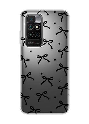 Прозрачный чехол на xiaomi redmi 10/10 (2022) бантики (принт 405)