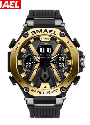 Часы наручные двойной дисплей спортивный 5 бар smael 8087