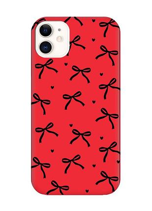 Матовый красный чехол на apple iphone 11 (6.1) бантики (принт 405)