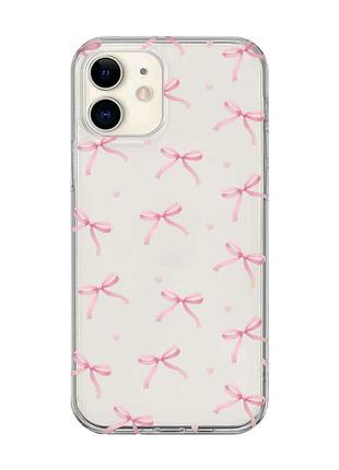 Прозрачный чехол на iphone 12 mini бантики (принт 404)