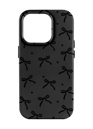 Матовый черный чехол на apple iphone 14 pro max бантики (принт 405)