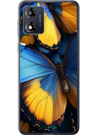 Чехол на motorola moto e13 желто-голубые бабочки "6046u-3053-10746"