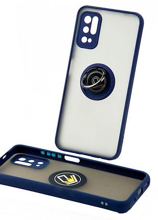 Чохол fiji colorframe для xiaomi redmi note 10 5g матовий бампер з кільцем підставкою dark blue