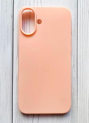 Силіконовий матовий чохол на iphone 16 plus ніжний персик