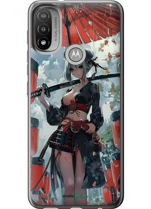 Чехол на motorola e20 гейша-воин "6124u-2509-10746"
