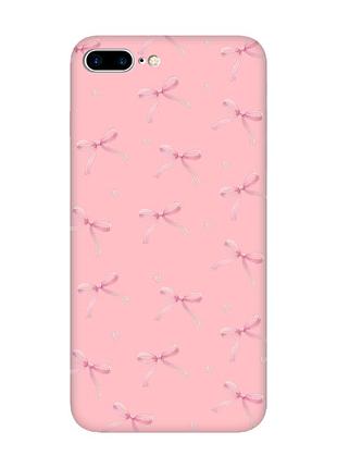 Матовый розовый чехол на iphone 7 plus / 8 plus бантики (принт 404)
