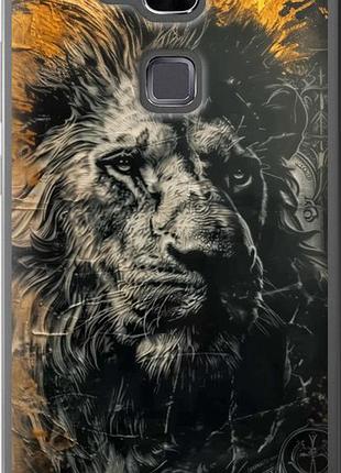 Чехол на huawei ascend mate 7 лев в золотых красках "6155u-140-10746"