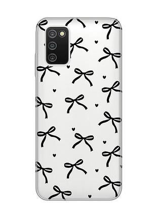 Прозрачный чехол на samsung galaxy a03s бантики (принт 405)