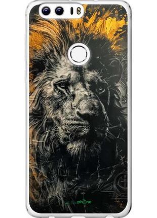 Чехол на huawei honor 8 лев в золотых красках "6155u-351-10746"