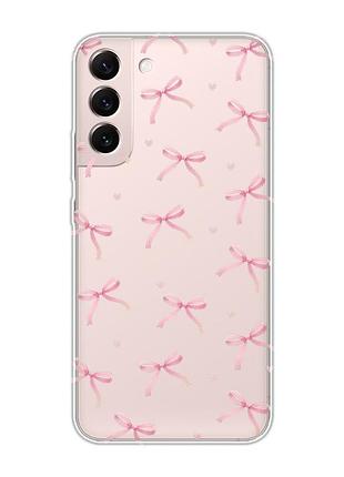 Прозрачный чехол на samsung galaxy s22 бантики (принт 404)