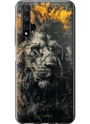 Чехол на huawei honor 20 лев в золотых красках "6155u-1697-10746"