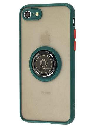 Чехол fiji colorframe для apple iphone 8 матовый бампер с кольцом подставкой green