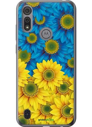 Чехол на motorola e6i жёлто-голубые цветы "1048u-2355-10746"