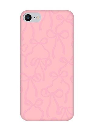 Матовый розовый чехол на iphone 7 / 8 бантики (принт 406)