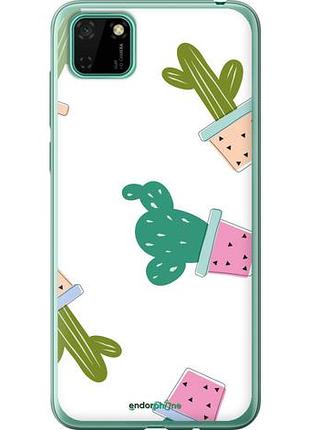 Чехол на huawei y5p кактусы в горшочках "3968u-1936-10746"