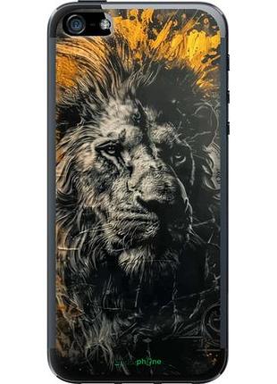 Чехол на iphone 5 лев в золотых красках "6155u-18-10746"