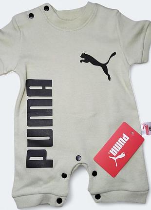 Боді для малюків puma на кнопках короткий рукав хакі р.56-62