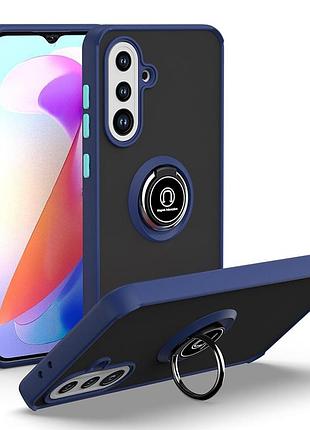 Чехол fiji colorframe для samsung galaxy a56 5g (a566) матовый бампер с кольцом подставкой dark blue