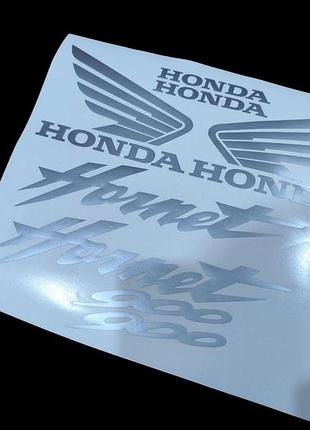 Сріблястий металік наклейки на мотоцикл бак-пластик хонда 900 хорне honda hornet набір