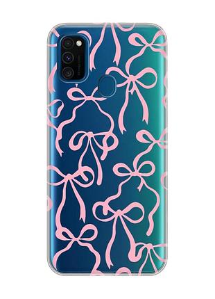 Прозрачный чехол на samsung galaxy m30s/m21 бантики (принт 406)