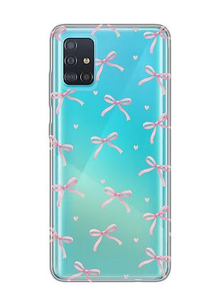 Прозрачный чехол на samsung galaxy a51 бантики (принт 404)