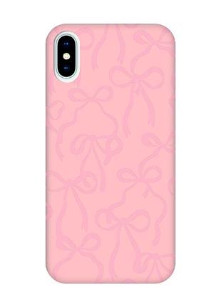 Матовый розовый чехол на iphone x / xs бантики (принт 406)