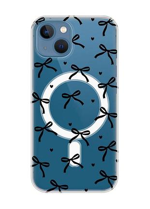 Магнитный чехол на iphone 13 (6.1) с поддержкой magsafe бантики (принт 405)
