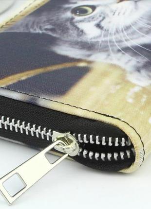 Новий милий великий довгий гаманець кіт клатч гаманець на блискавці з котиком 3d4 фото