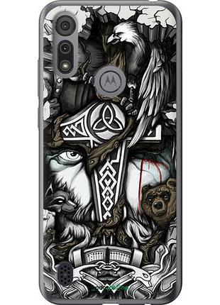 Чехол на motorola e6i тату викинг "4098u-2355-10746"