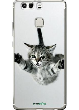 Чехол на huawei p9 plus летящий котёнок "2322u-300-10746"