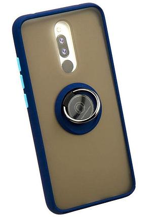 Чохол fiji colorframe для xiaomi redmi 8 матовий бампер з кільцем підставкою dark blue