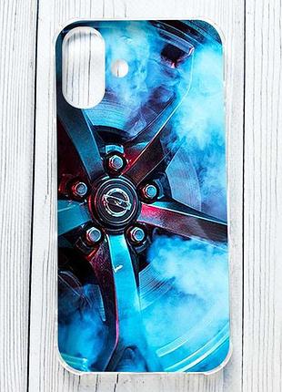 Чохол з потовщеними кутами на iphone 16 plus авто. колесо (принт 240)
