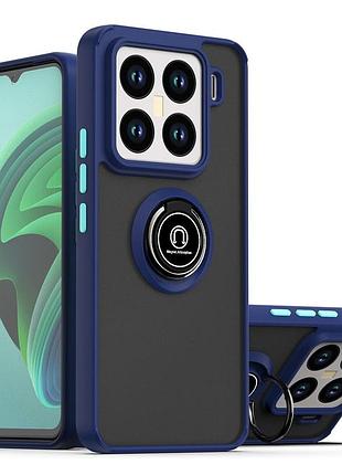 Чехол fiji colorframe для xiaomi 15 матовый бампер с кольцом подставкой dark blue