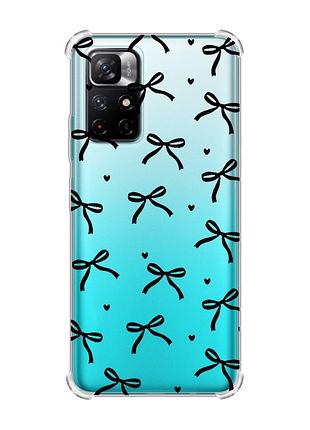 Чехол с утолщёнными углами на xiaomi redmi note 11 4g бантики (принт 405)