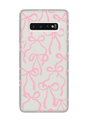 Прозрачный чехол на samsung galaxy s10 бантики (принт 406)
