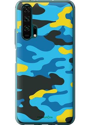 Чехол на huawei honor 20 pro желто-голубой камуфляж "1084u-1702-10746"