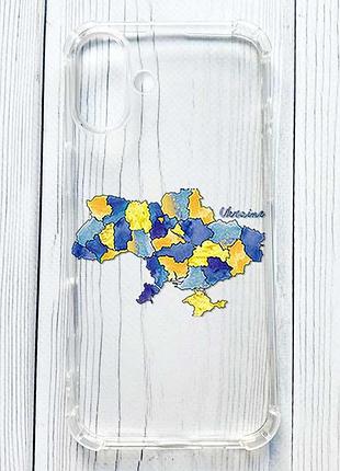 Чехол с утолщёнными углами на iphone 16 plus карта украины (принт 261)