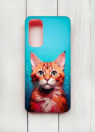 Матовий чохол з рожевими боками на samsung galaxy m54 кішка (принт 408)