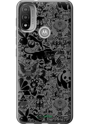 Чехол на motorola e20 чёрно-серый стикер бомбинг "2432u-2509-10746"