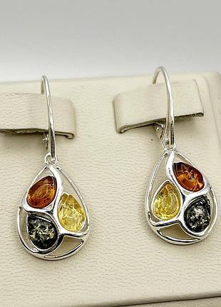 Сережки серебряные с янтарем 4,71 г