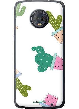 Чехол на motorola moto g6 plus кактусы в горшочках "3968u-976-10746"