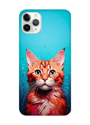 Матовый чехол с черными боками на iphone 11 pro (5.8) кошка (принт 408)