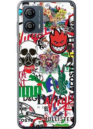 Чехол на motorola moto g53 many different logos "4022u-3047-10746"