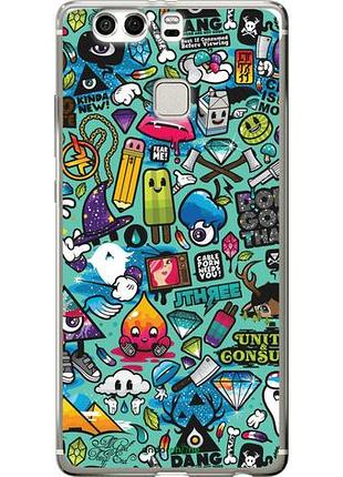 Чехол на huawei p9 plus стикер бомбинг 1 "693u-300-10746"