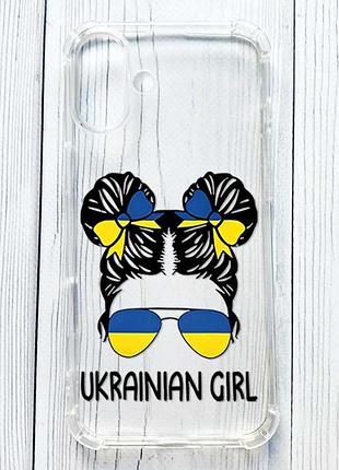 Чехол с утолщёнными углами на iphone 16 plus украинская девушка (принт 113)